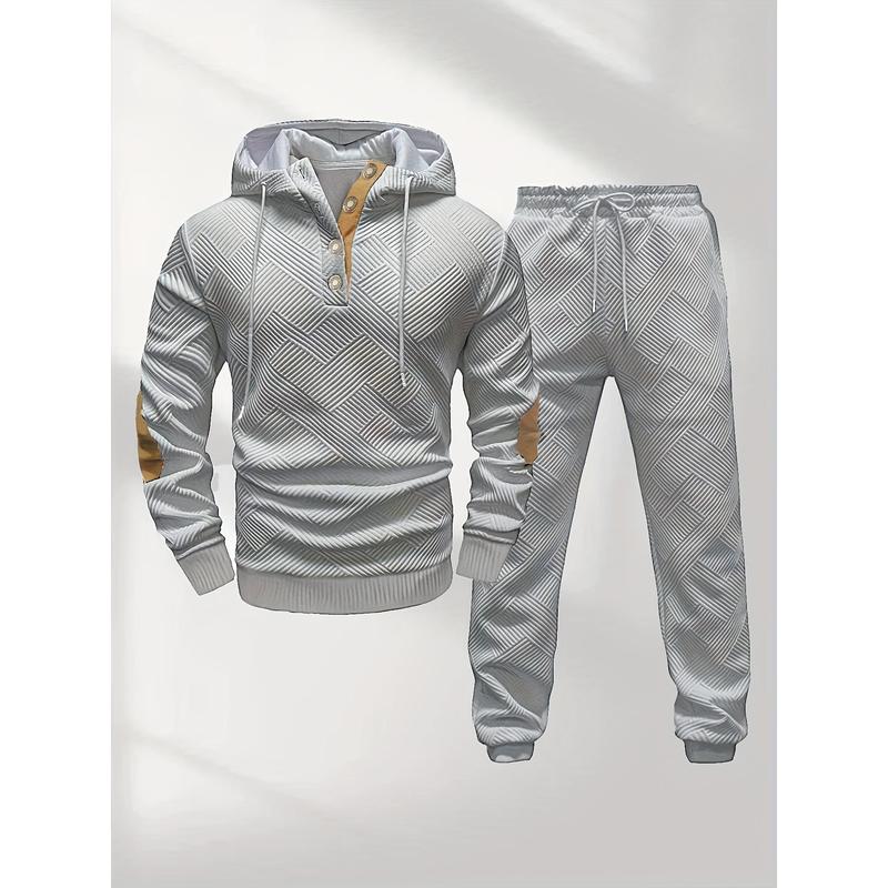 Men's Casual Fashion Suit Knitted Jacquard Sweatshirt And Pants Two-Piece Set