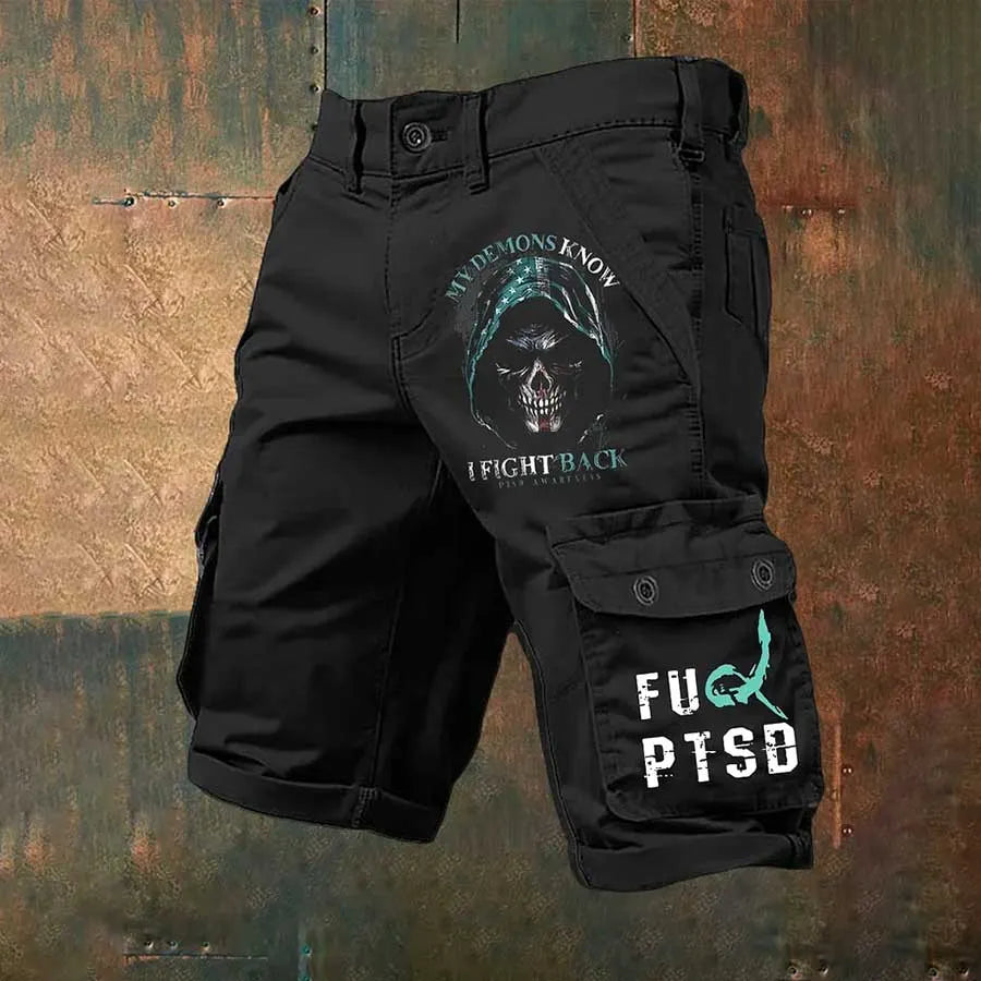 Men's PTSD Awareness Veteran Printed Shorts