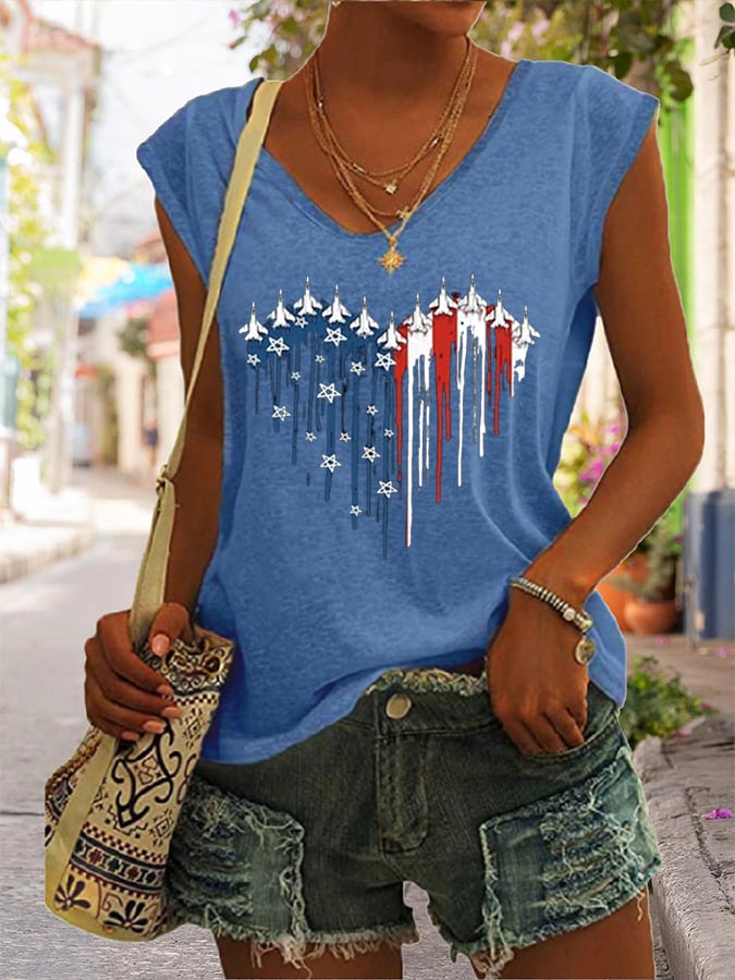 Women's  Flag Independence Day Printed Sleeveless Casual Tank Top