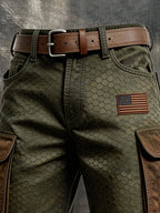 Men's Retro Patriotic Outdoor Multi-Pocket Functional Cargo Shorts