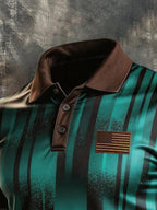 Men's Retro "Patriot" Color-Block Short-Sleeve Polo Shirt