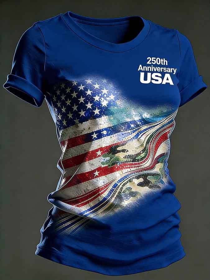 Women's 250th Anniversary Printed Casual Crew-Neck T-Shirt