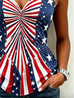 Women's Independence Day Printed Ruched Tank Top