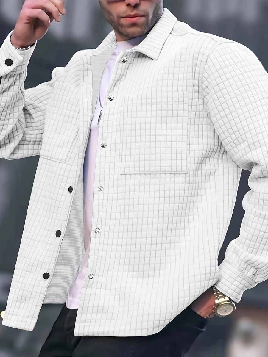 Men'S Waffle Casual Pocket Long-Sleeve Jacket