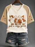 Women's'Just A Cozy Goose' Autumn Animal Series Casual T-shirt