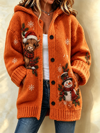 Women'S Christmas Highland Cow Print Casual Cardigan