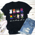 Rainbow Color Cats You Are All Safe With Me Cotton T-Shirt