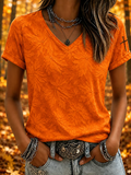 Women's Maple Leaf Faith Cross Print T-shirt