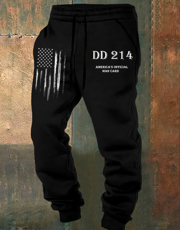 Men's DD214 America Official Man Card Print Casual Sweatpants