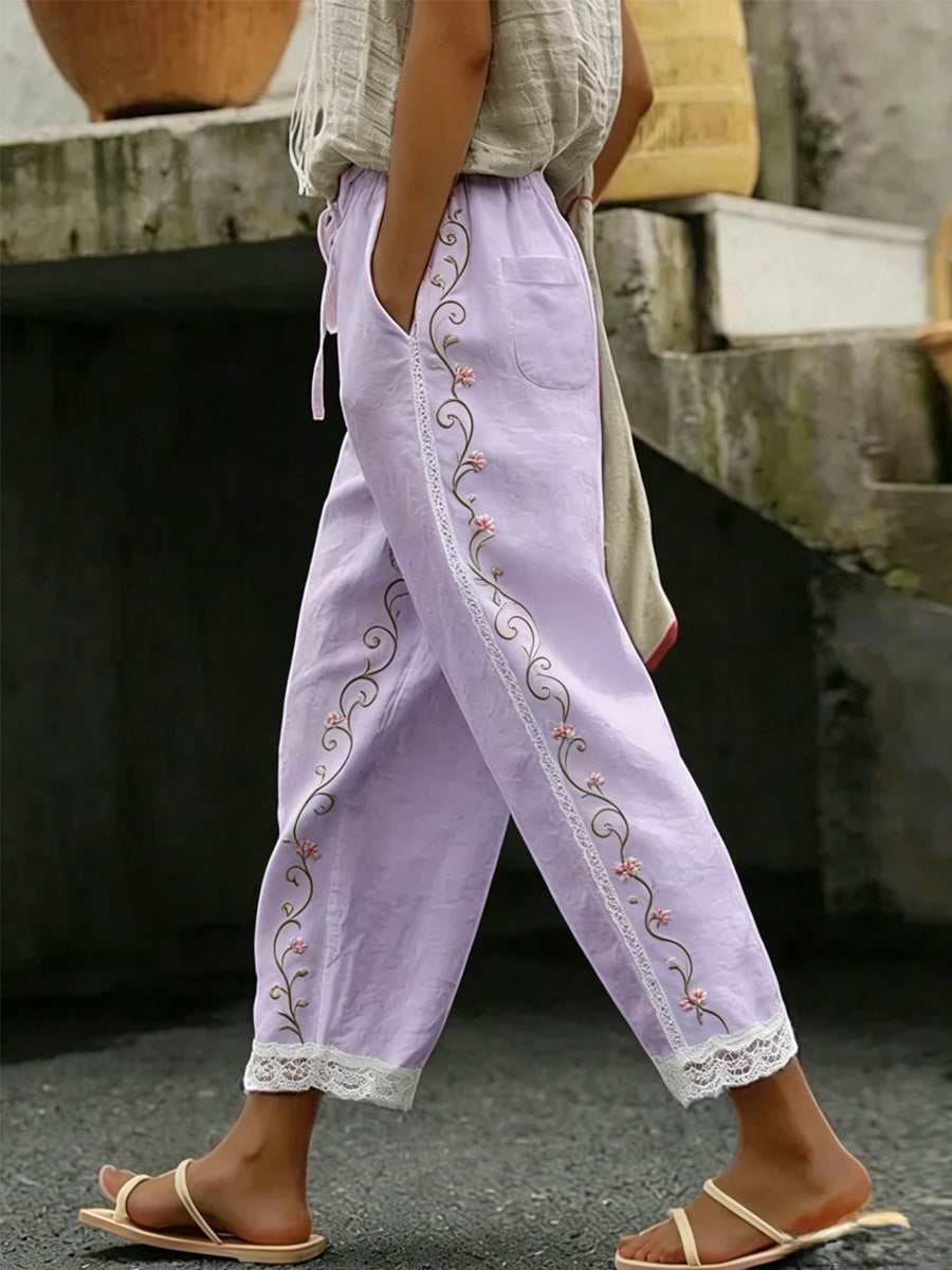 Women's Casual Floral Print Trousers