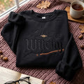 Embroidered Witchy Halloween Sweatshirt