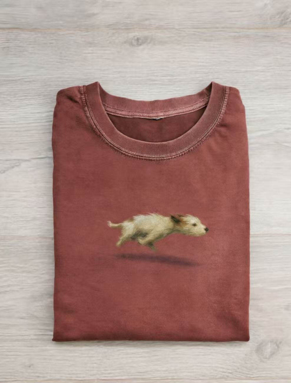 Funny Cute Running Dog Art Print Casual Cotton Short Sleeve T-shirt