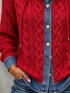 Women’S Casual Color-Block Patchwork Cardigan