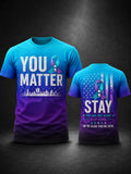 Men’s Suicide Prevention Awareness Printed T-Shirt