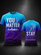 Men’s Suicide Prevention Awareness Printed T-Shirt