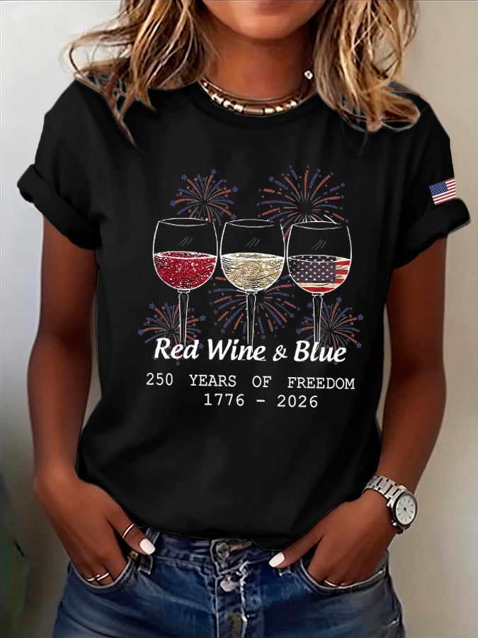 Women's Casual USA 250th Anniversary Print Short-Sleeve T-Shirt