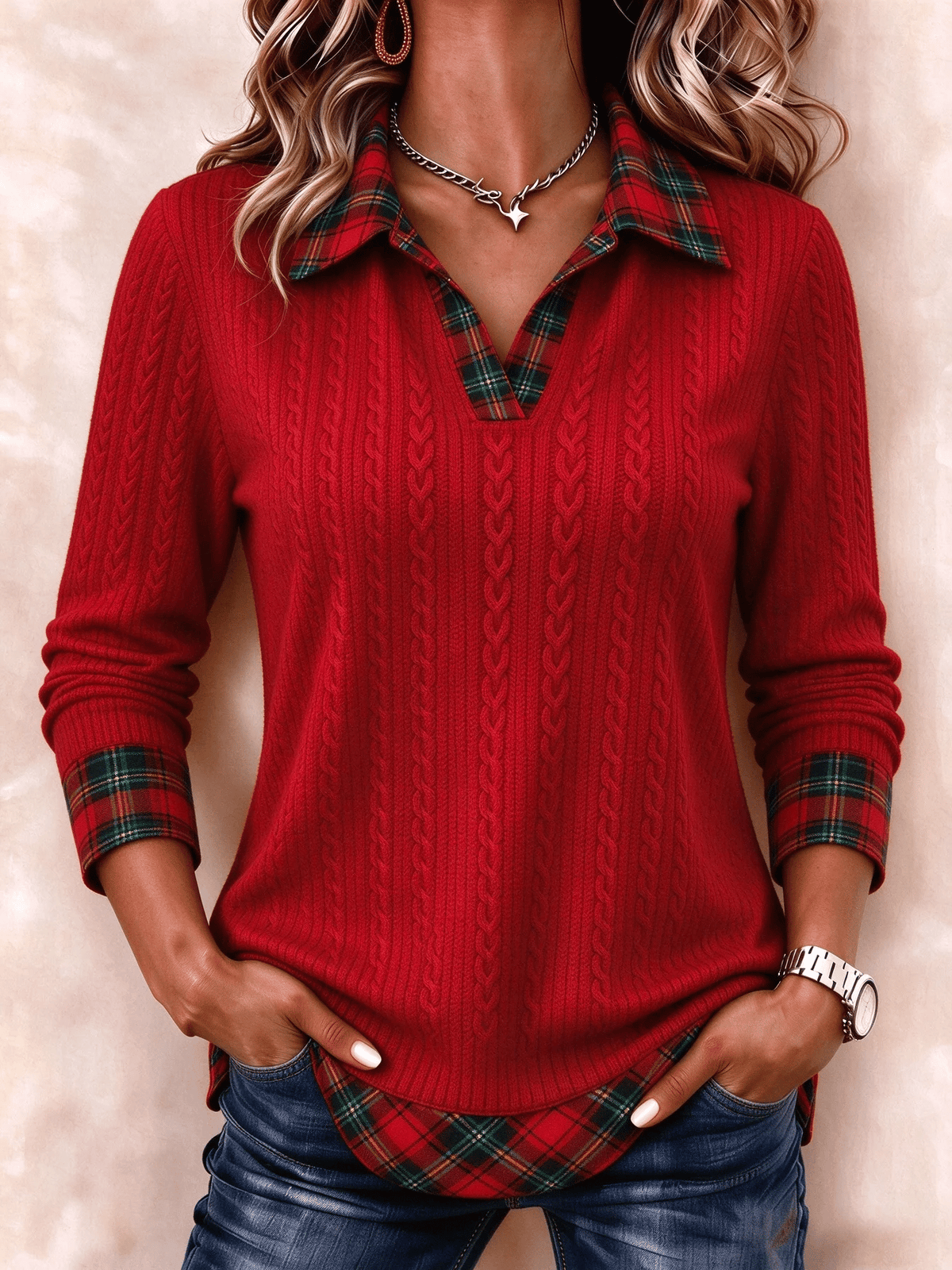 Women'S Casual Color-Block Sweatshirt