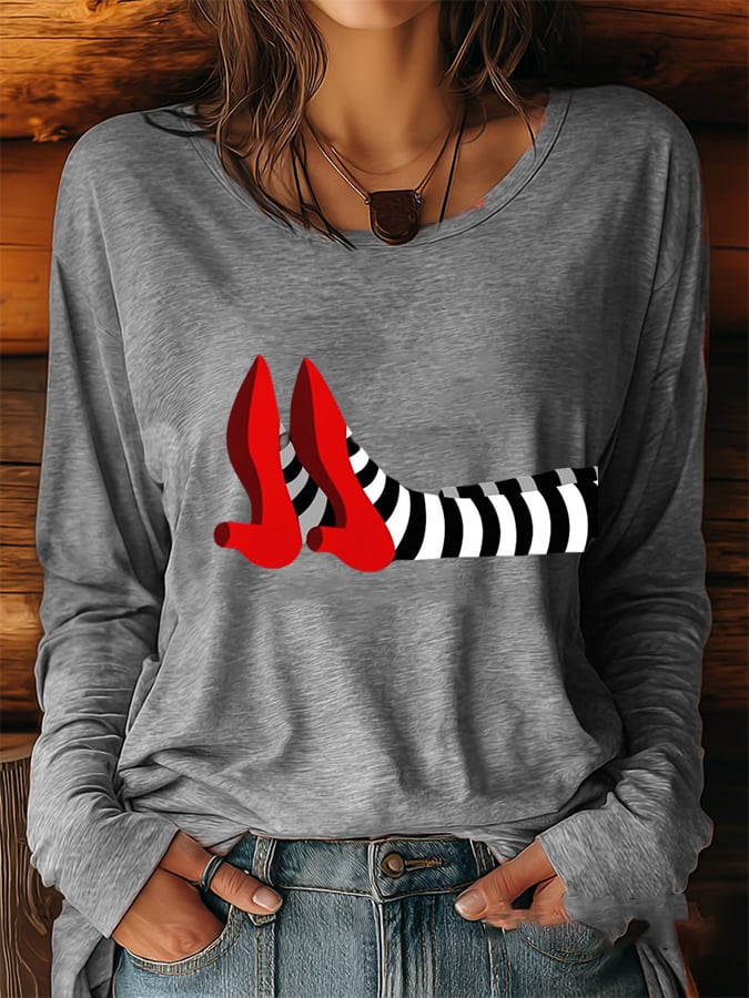 🔥HOT SALE🔥Women's Halloween Printed Round Neck Long Sleeve Top