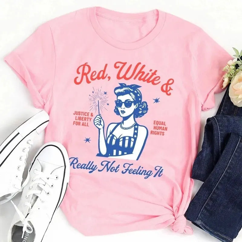 Red White Justice And Liberty Really Not Feeling It Cotton T-Shirt