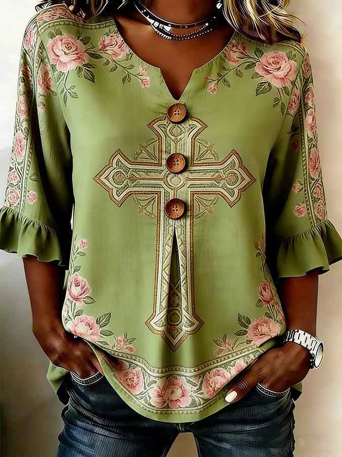 Women's Faith Floral Print Top