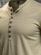 Men's Vintage Slub Cotton 100% Pure Cotton Stretch Short-Sleeve Henley T-Shirt