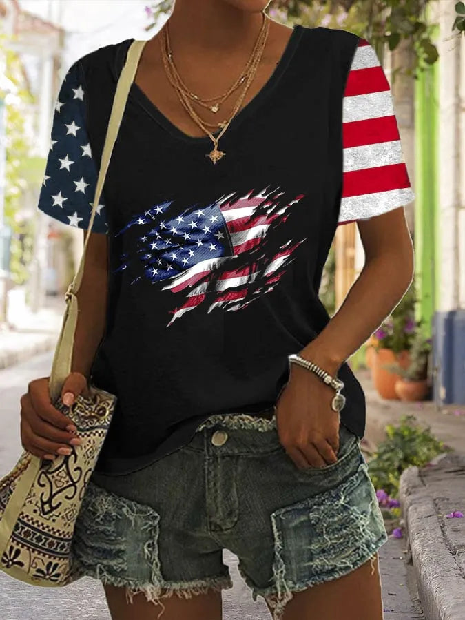Women's Vintage Flag Print T-Shirt