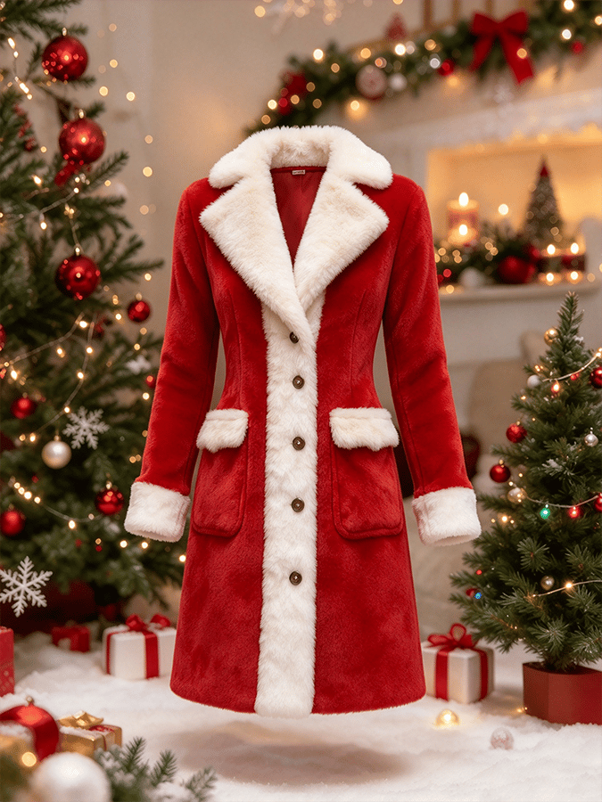 Lässige Damen-Weihnachtsjacke mit Farbblock-Patchwork