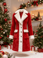 Lässige Damen-Weihnachtsjacke mit Farbblock-Patchwork
