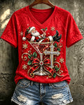 Women's Christmas Faith Fun Graphic Print T‑Shirt