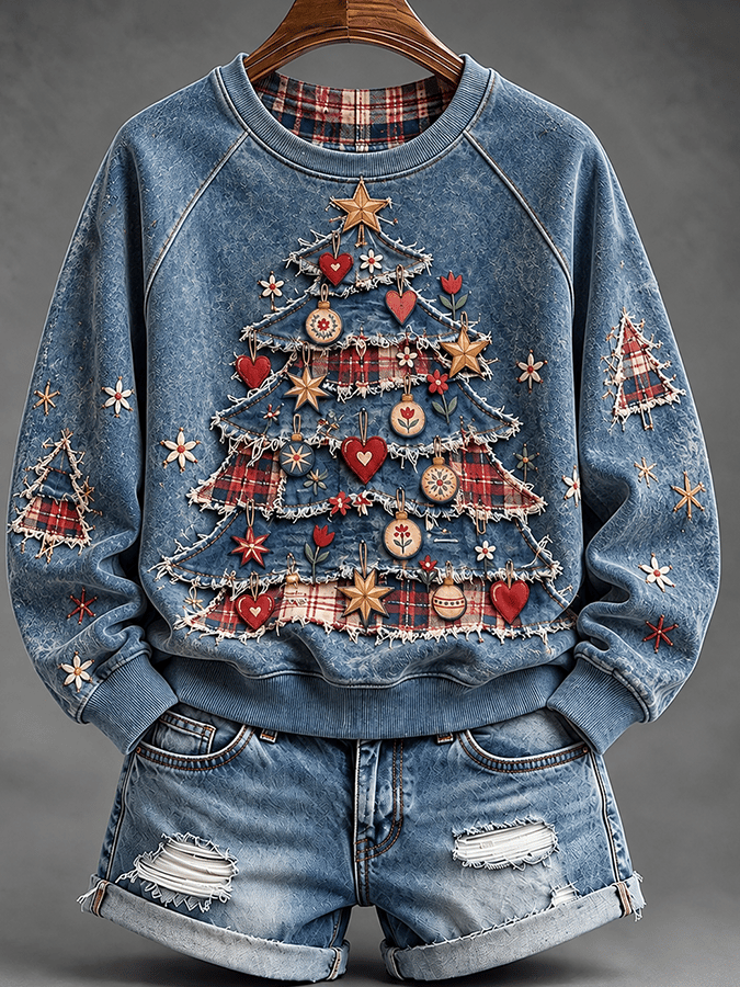 Women's Casual Christmas Print Long-Sleeved Sweatshirt