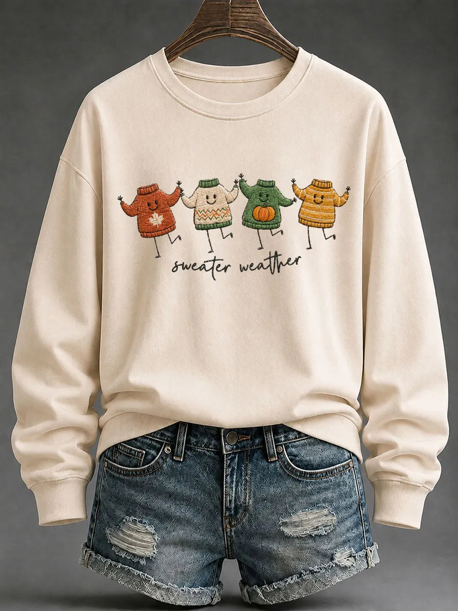 Women's 'Sweater Weather' Printed Casual Sweatshirt