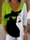 Women's Halloween Witch Print Long Sleeve Top
