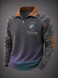 Men’s “Stay in the Fight, You Are Not Alone” PTSD Awareness Camo Quarter-Zip Sweatshirt