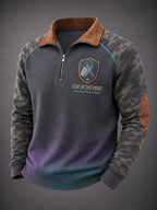 Men’s “Stay in the Fight, You Are Not Alone” PTSD Awareness Camo Quarter-Zip Sweatshirt
