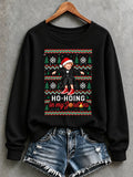 Damen-Weihnachts-Hoodie mit lustigem, lässigem Kunstdruck und Rundhalsausschnitt