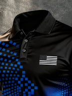 Men's Retro Patriot Color Block Polo Collar Short Sleeve