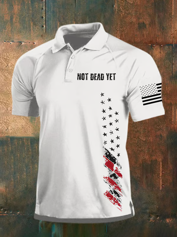 Men's Not Dead Yet Pattern  Printed Casual Polo Shirt