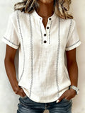 Women'S Short-Sleeved Cotton And Linen Casual Top