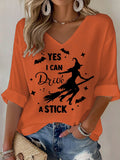 🔥HOT SALE🔥🔥Buy 2 Get 10% Off🔥Women's Yes I Can Drive A Stick Print V Neck T-shirt