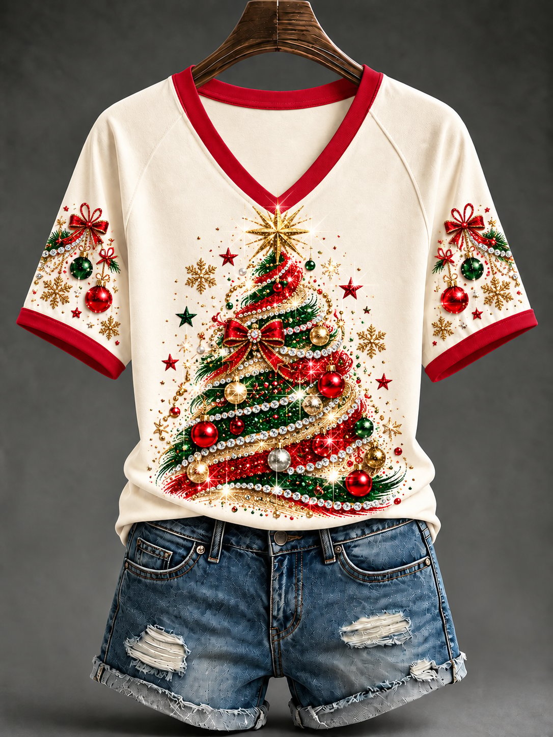 Women's Christmas Print T‑Shirt