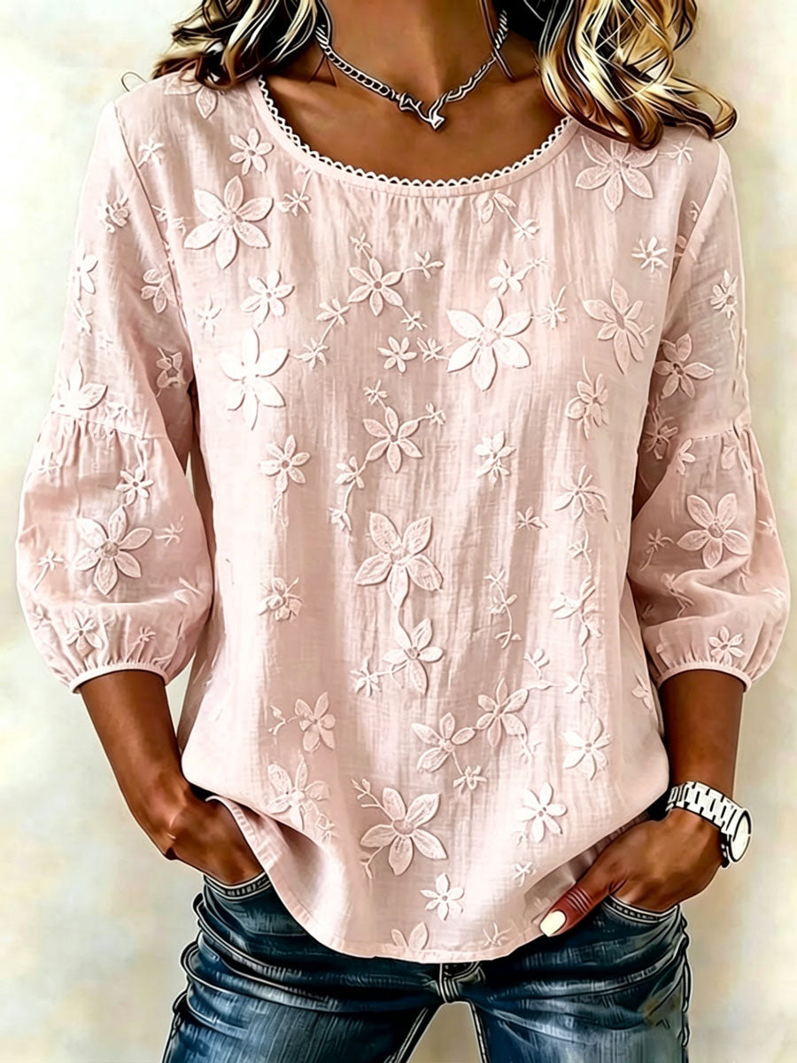 Women'S Cotton And Linen Printed Top