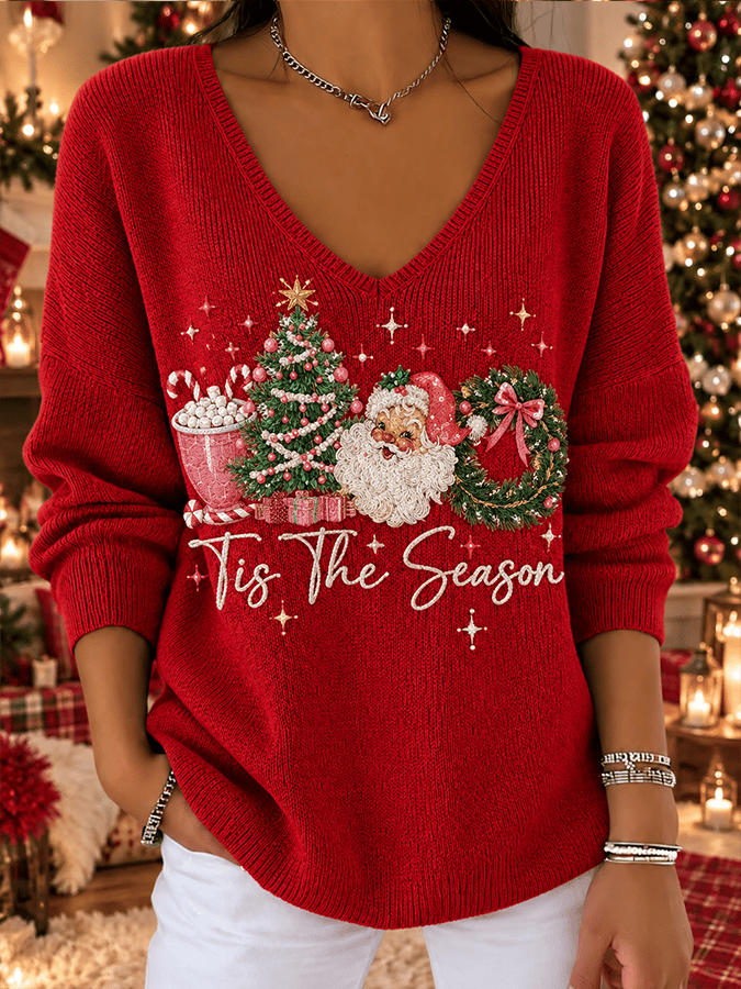 'Tis The Season ' - Christmas Comfortable V-Neck Sweatshirt