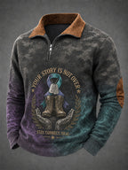 Men’s “Your Story Is Not Over” PTSD Awareness Combat Boots Quarter-Zip Sweatshirt