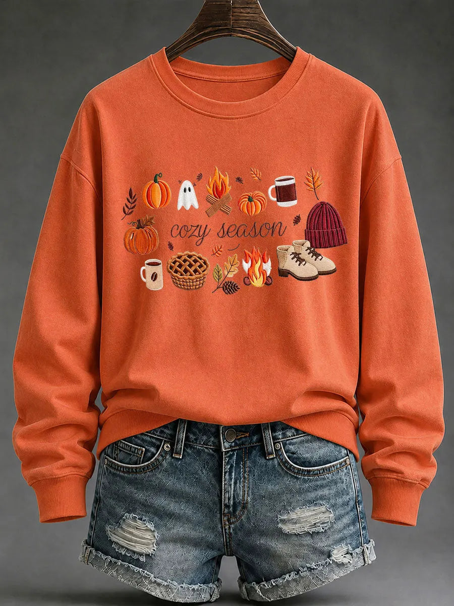 Women's Cozy Season Printed Casual Sweatshirt