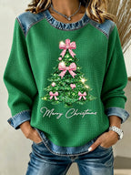 Women'S Casual Christmas Round Neck Long Sleeved Shirt