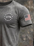 Men's Retro Biker "Route 66" Crew Neck Short-Sleeve T-Shirt