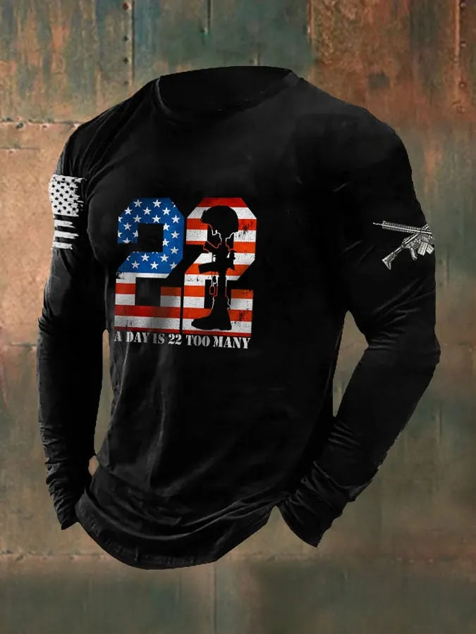 Men's 22 A Day Is 22 Too Many Veterans Lives Matter Print Casual T-Shirt