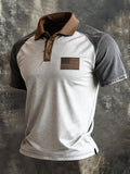 Men's Retro Patriot Color Block Polo Collar Short Sleeve