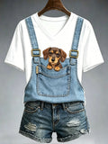 Women's Lovely Dachshund Print T-Shirt
