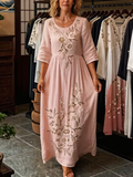 Women's Fashionable Casual Round Neck Printed Dress